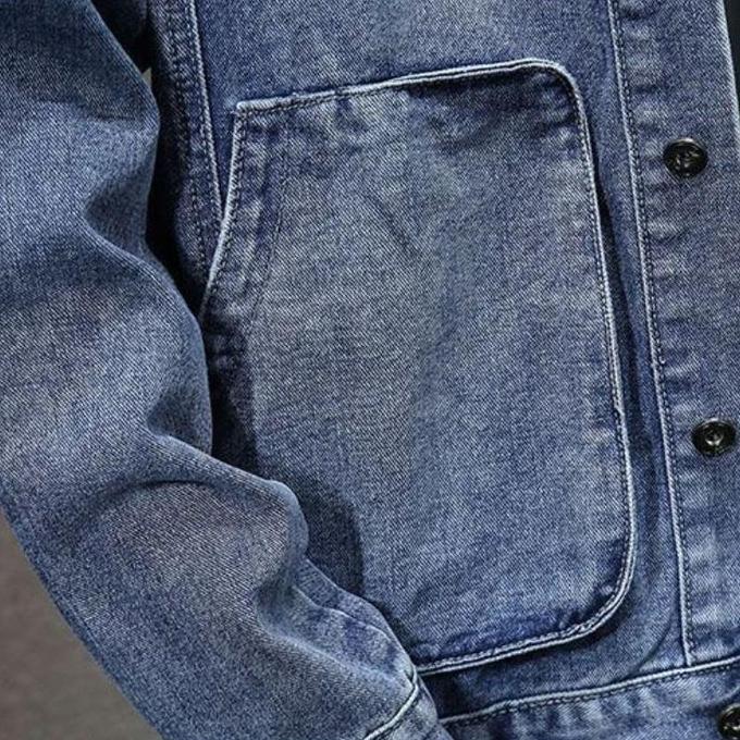 Larisyaa- Jaket Jeans Denim Kupluk Bertopi Pria Wanita Terbaru Cowok Distro Keren Tebal Casual