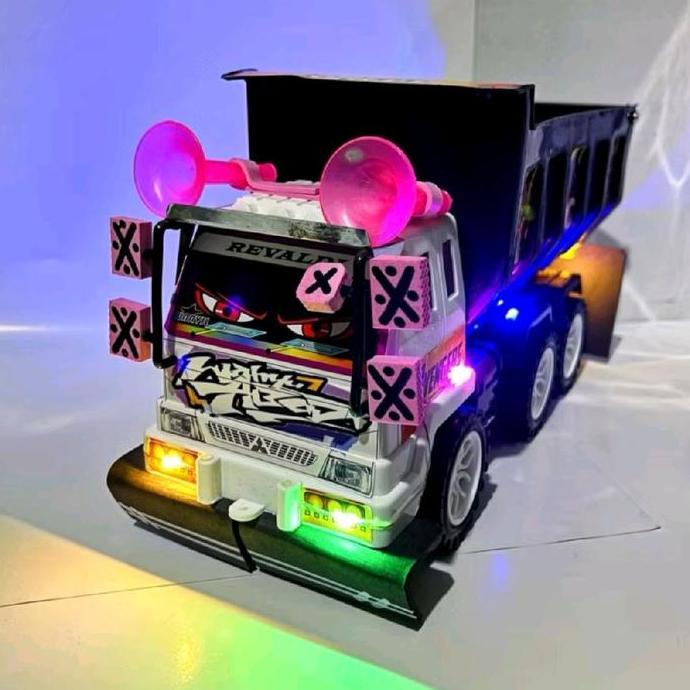 Playing- Truck Oleng Pasir Mobil Mainan Anak Modifikasi Ful Lampu Truk Plastik