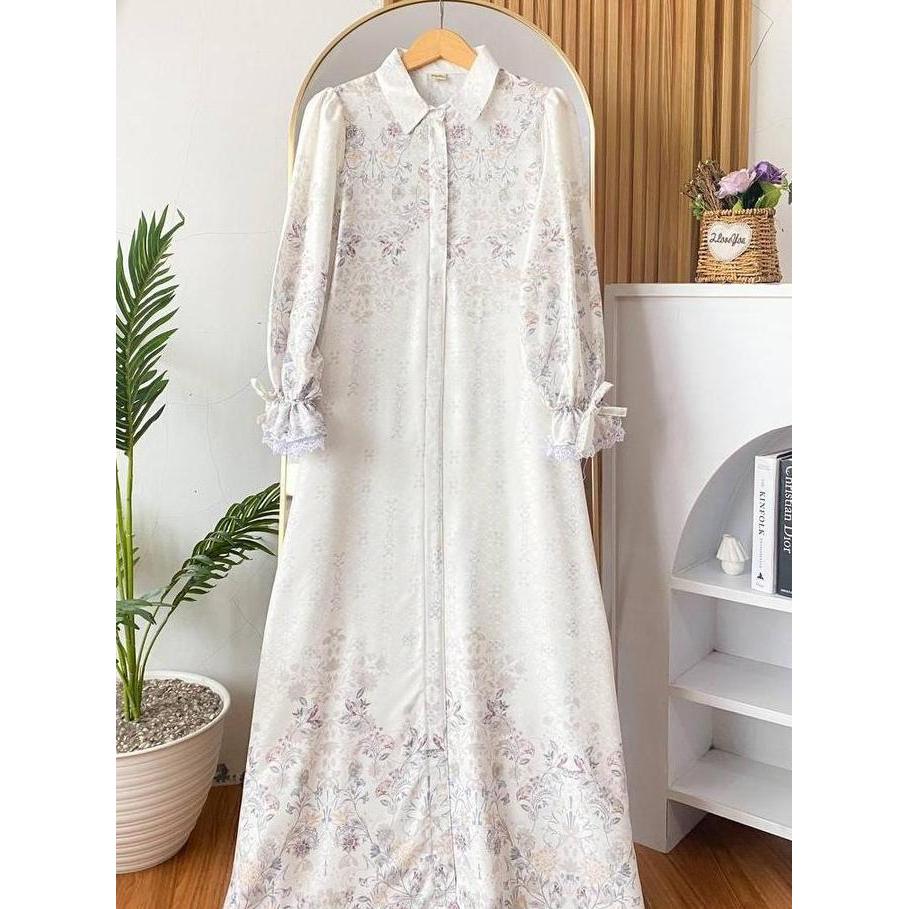 Unik Nadira Dress Gamis Motif Elegan Lengan Panjang Busui Friendly Adem Nyaman Dipakai Seharian Look
