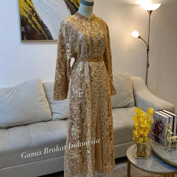 Sekarangaja- Gamis Niki Brukat Jumbo Y108,Ungu Denim D163 ,Bordir Formal Ibu Muslim Nyaman Tile Meny