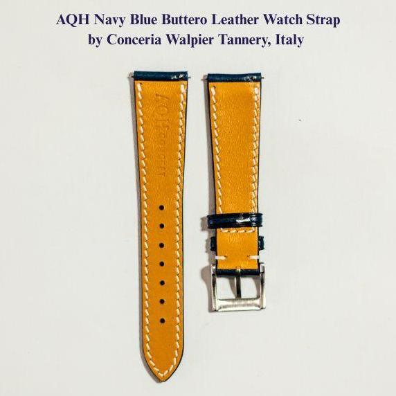 Ready AQH Ltd Release Navy Blue Buttero Leather Watch Strap by Conceria Walpier Italy/Watch Strap/St