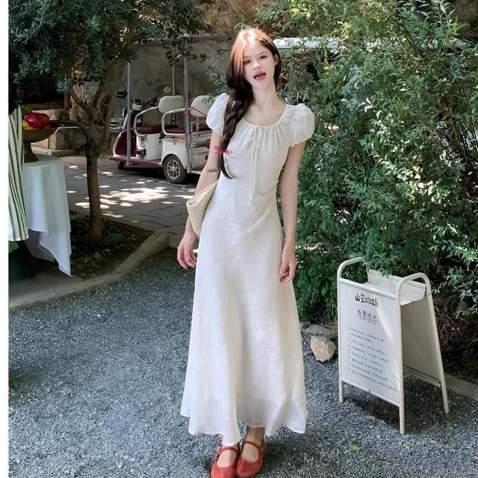 DR328 >> Dress Jacquard New Puff Prancis / Dress A-Line / Dress New Collection