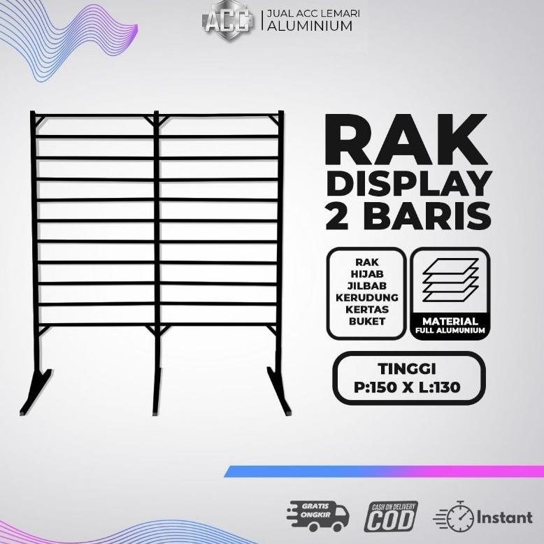 [ 12.12] RAK DISPLAY 2 BARIS, rak hijab jilbab kerudung, kertas, buket, bahan full aluminium
