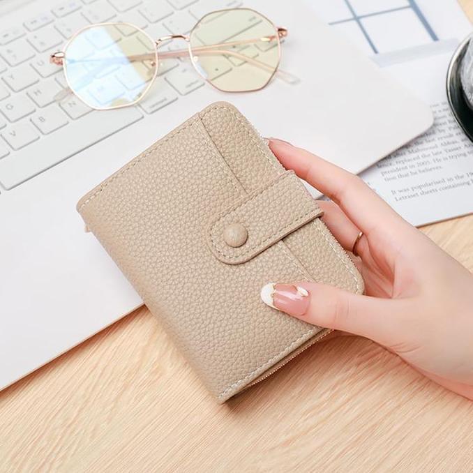 DOMPET LIPAT WANITA PREMIUM KOREA KULIT PENDEK KECIL RESLETING KOIN SLOT KARTU ATM BRANDED HITAM WA8