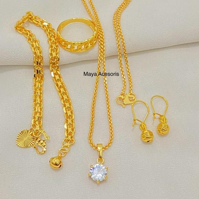 qtembalang23 - set perhiasan nori medan warna emas 24 k lengkap terbaru