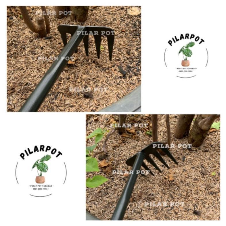 garpu besi gagang kayu untuk garukan tanah berkebun - GARPU TANAH
