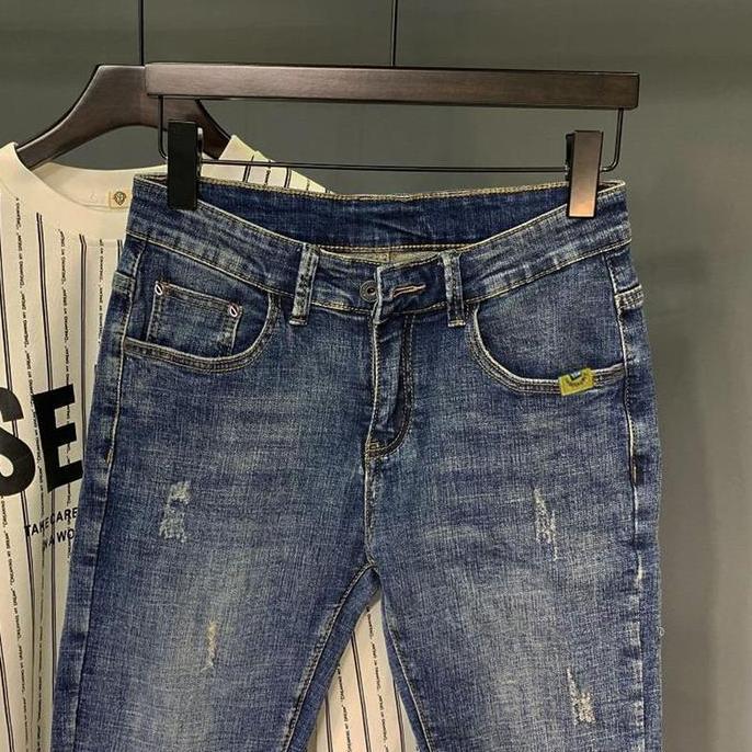 Flash Sale HotCelana Jeans Slim Fit Pria Tidak Tembus Celana Korean Style Pria Straight Blue Jeans P