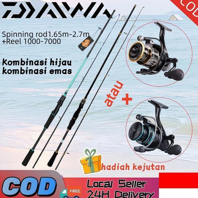 Paket Set Lengkap Daiwa 2In1 Joran Spinning 1 Reel Pancing Daiwa Reel Pancing Daiwa Jepang 17 Set Em