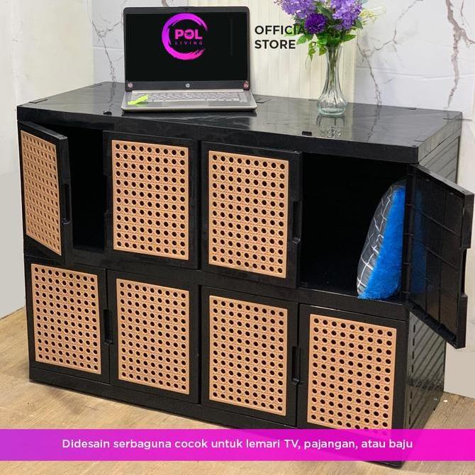 POL - Lemari TV Serbaguna Rotan Plastik 2 Susun