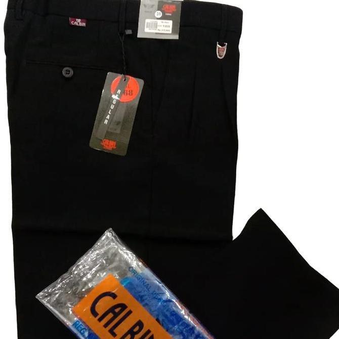 Promo Bulan Ini Celana Kantoran Formal Calbin Hitam Panjang Untuk Pria - Nyaman, Casual, Slimfit, Ka