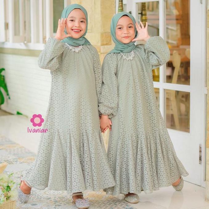 Ivaniar Dress Couple "Arabella Dress" Super Mewah Wanita Gamis Muslim Dewasa Mom Baju lebaran