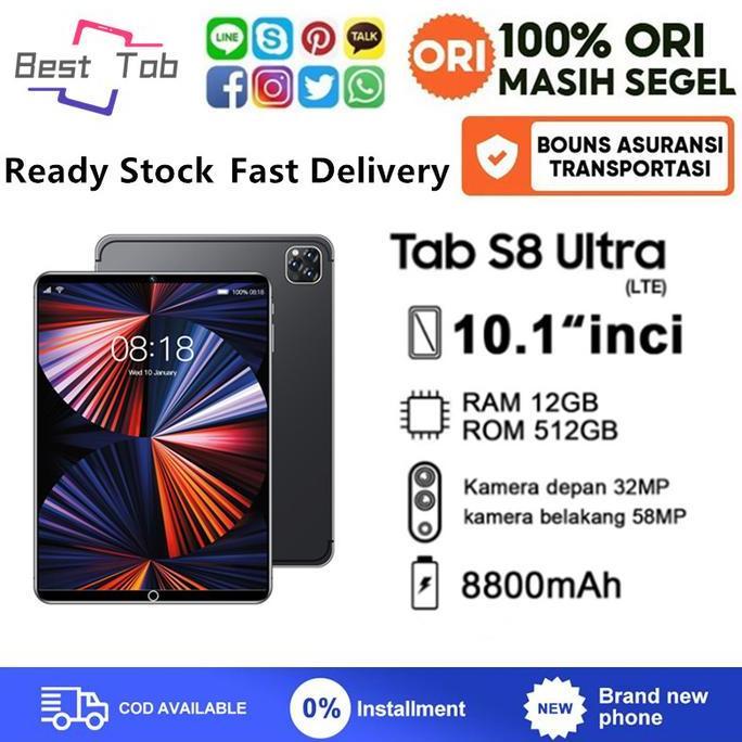 Allthebest- Terbaru 2023 promo Tablet PC Asli Baru Galaxy Tab S8 S8+ 12GB + 512GB
