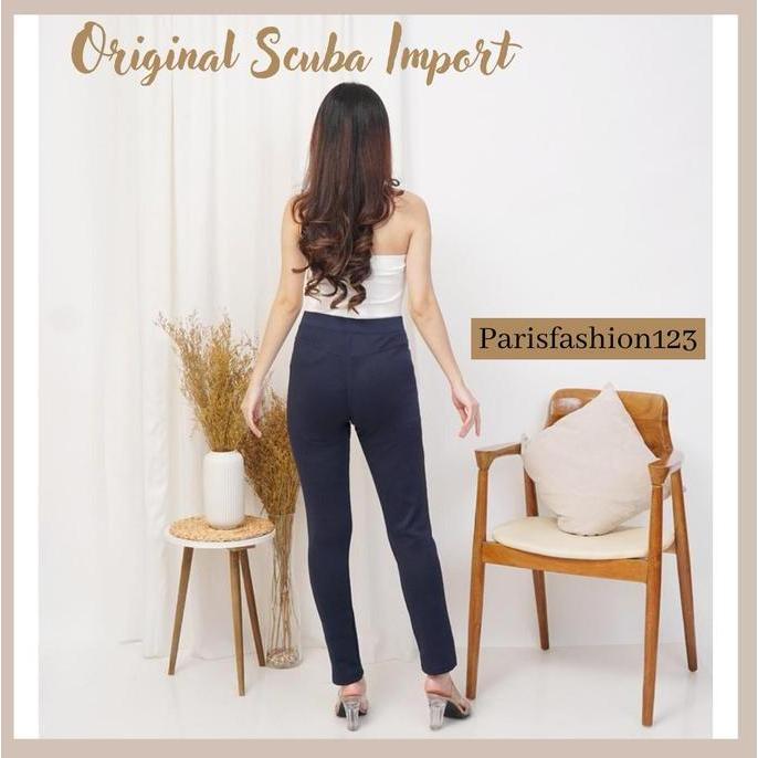 Grade Ori Celana Panjang Wanita Import Merk Saya Jumbo | Celana Wanita Bahan Scuba Stretch Lembut Te