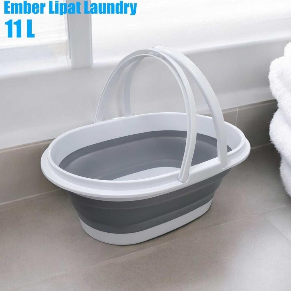 -WF- Ember Lipat 11 L Baskom Lipat Besar Portable Silikon Silicone Laundry