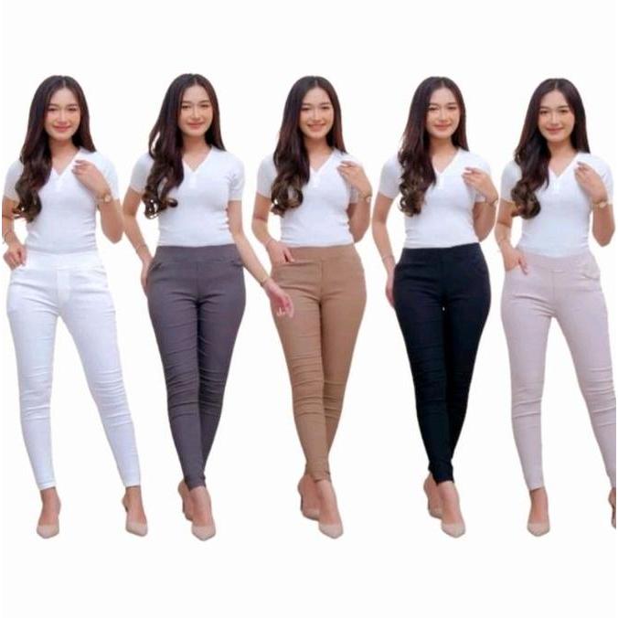 Murah Celana Panjang Wanita Jumbo Chinos Baggy Pants Pingang Full Karet