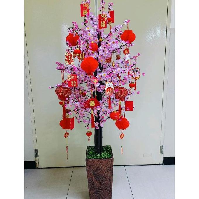 Ready Pohon imlek meihua angpao mehwa besar 160 cm hiasan gantungan angpao