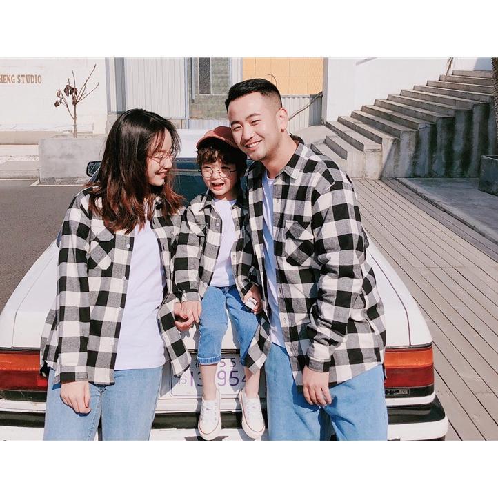 Cuci Gudang The Familly Couple Flannel Kotak Lengan Panjang Kemeja Kotak Kotak Keluarga Baju Couple 