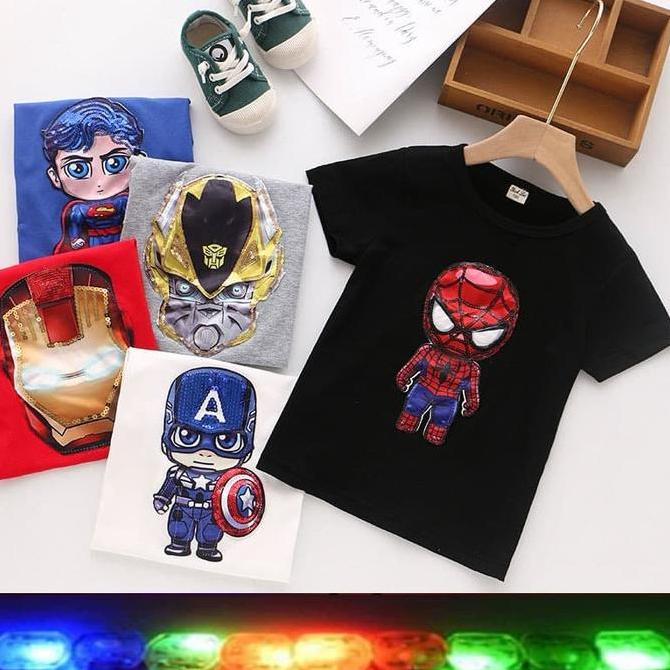 Ready Baju LED Anak Cowok Baju Lampu Menyala Laki Superhero Impor
