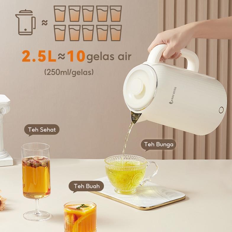 NEW DEALS HAN RIVER 2.5L Teko Listrik Teko Pemanas Air Listrik 304 stainless