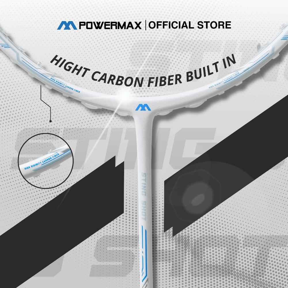 DISKON POWERMAX RAKET BADMINTON STING SHOT FULL CARBON FIBER 5U 36 LBS BUILT-IN T-JOINT RINGAN FLEX 
