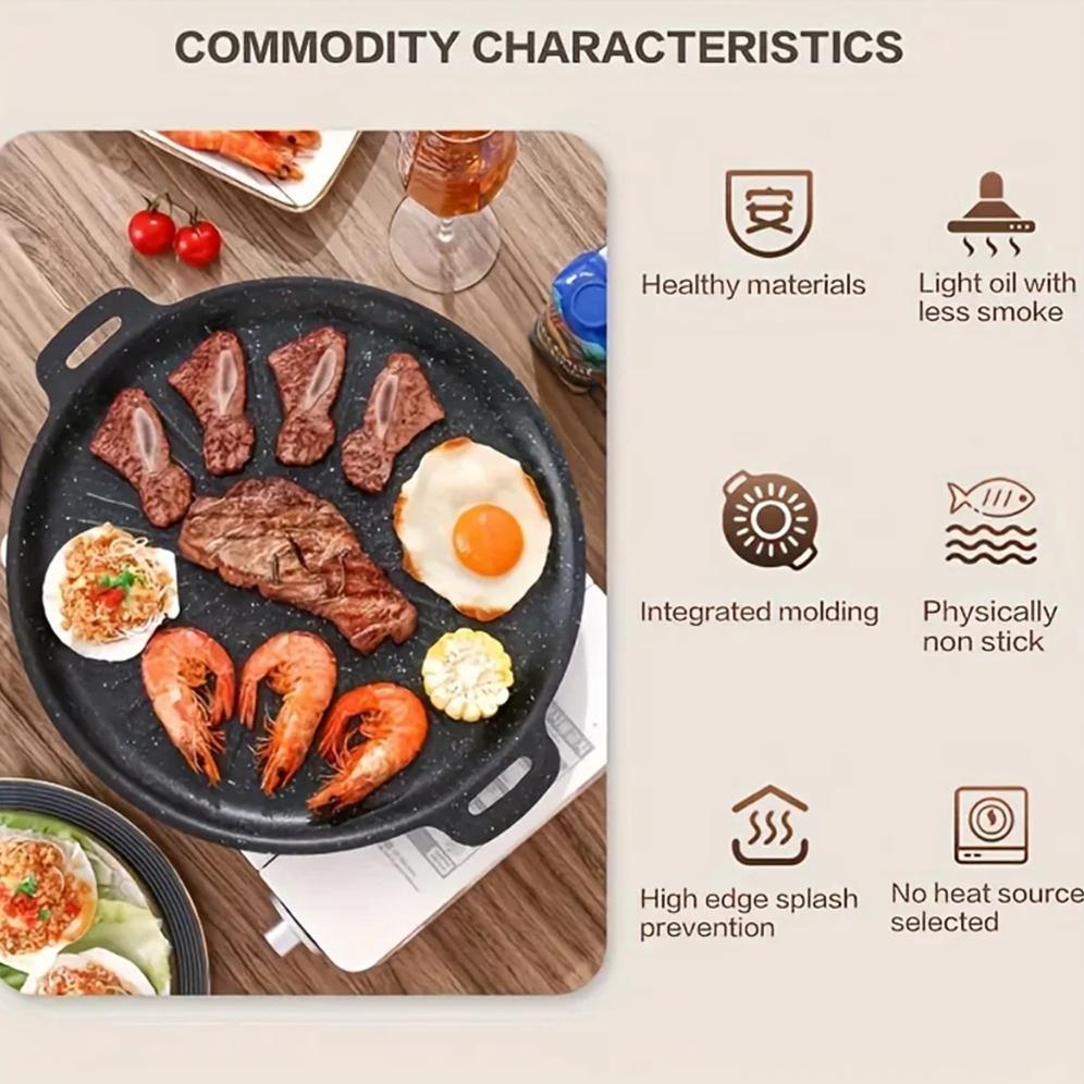 HOT DEALS KWE Panci wajan pemanggang Korea 38cm Anti Lengket BBQ Grill Pan Alat Panggang Bisa untuk 