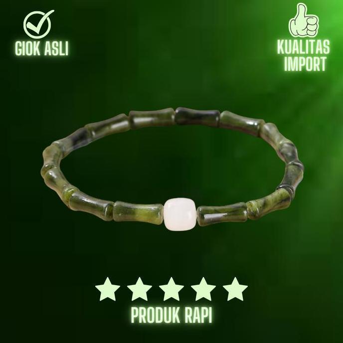 REBEKA.TOKO - GELANG GIOK BAMBU - GELANG BATU GIOK PUTIH ASLI KESEHATAN