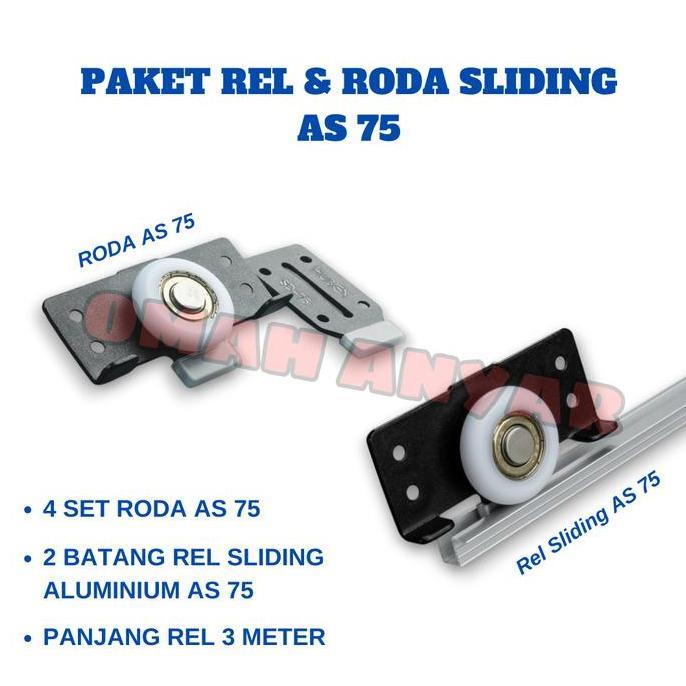 """] Paket Rel Dan Roda Pintu Lemari Sliding Rel AS-75