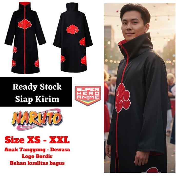Jubah Akatsuki Naruto Anime Kostum Itachi Uchiha Baju Cosplay Dewasa