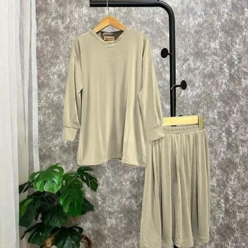 Promo Bulan Ini Setalan Anak Jersey Couple One Set Muslim ( Tunik - Kulot ) Free Hijab Setelan Kekin