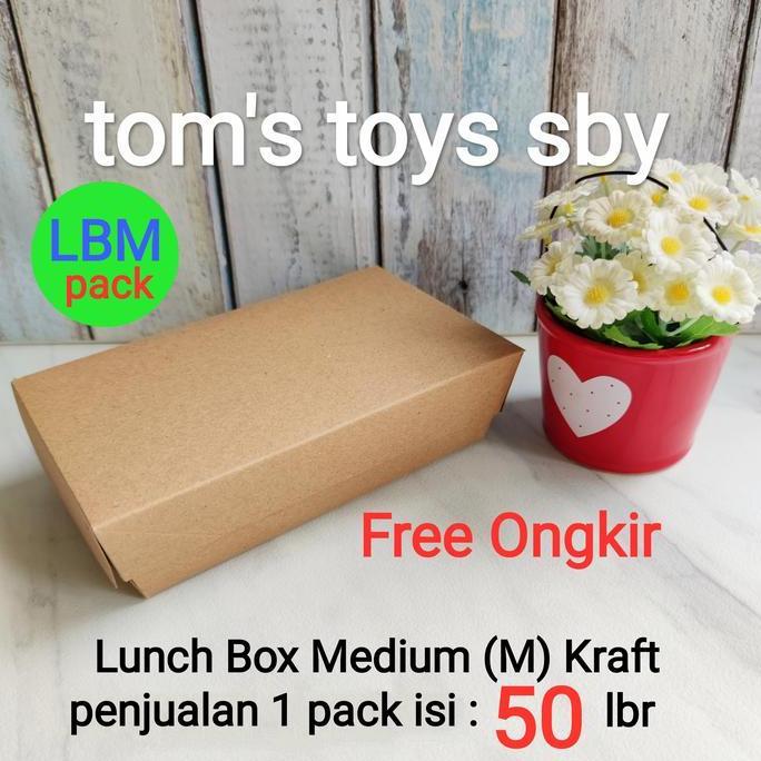Promo Lunch Box Medium M dus box kotak nasi mie Kraft + Laminasi Free ongkir Diskon