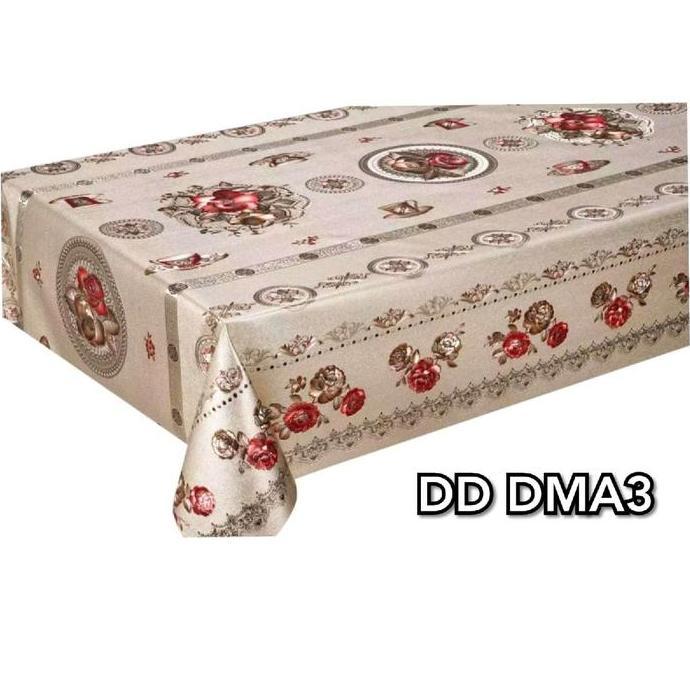 Promo Taplak Meja Tamu Lentur Panjang Meteran Taplak PVC gold Mewah Waterproof Diskon