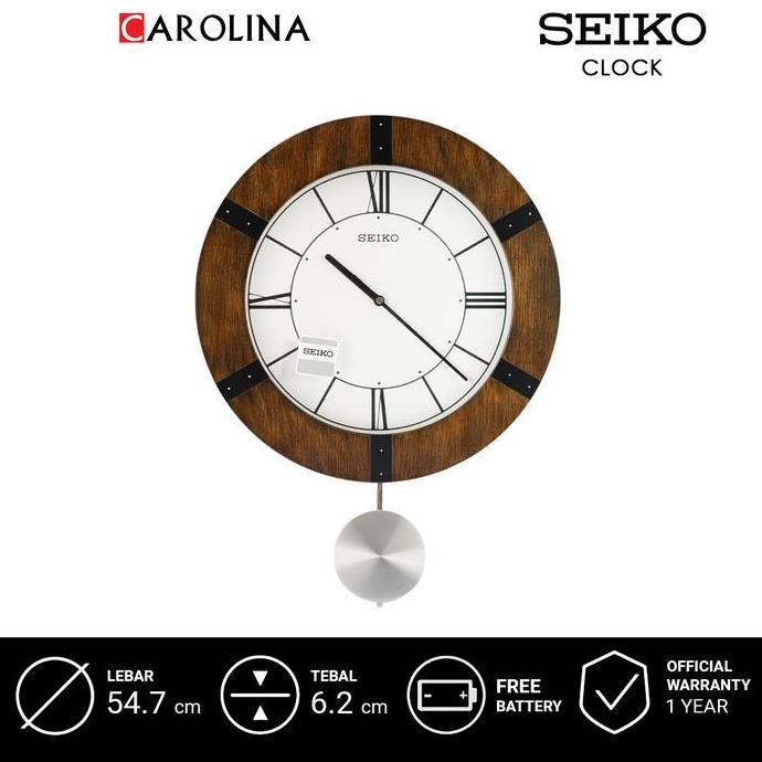 Promo Jam Dinding SEIKO Analog QXC241B White Dial Dark Brown Wooden Case Diskon