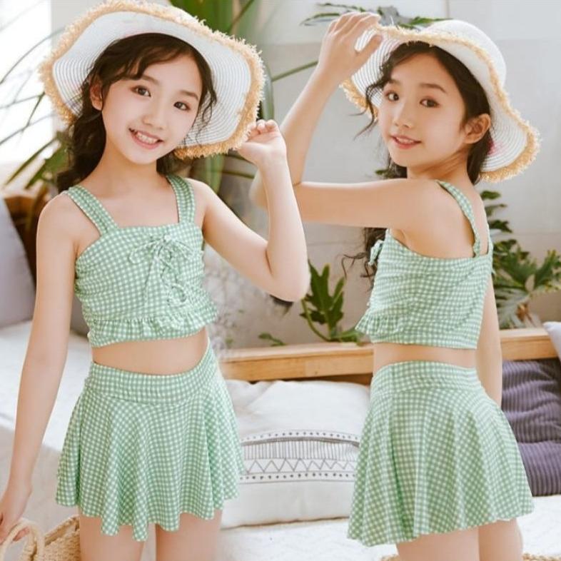 Bikini Renang Anak Perempuan 4-10 Tahun Hijau