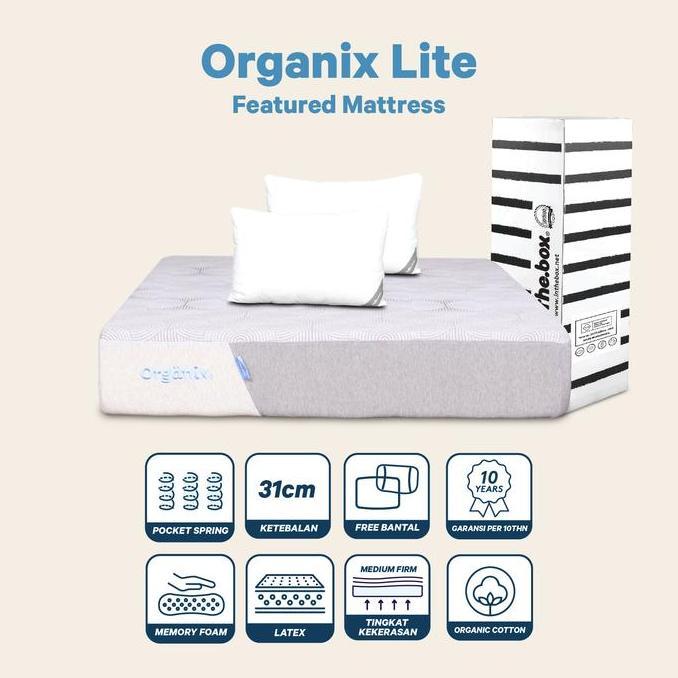 Kasur Busa Latex Inthebox Organix Lite 180x200 - Free bantal