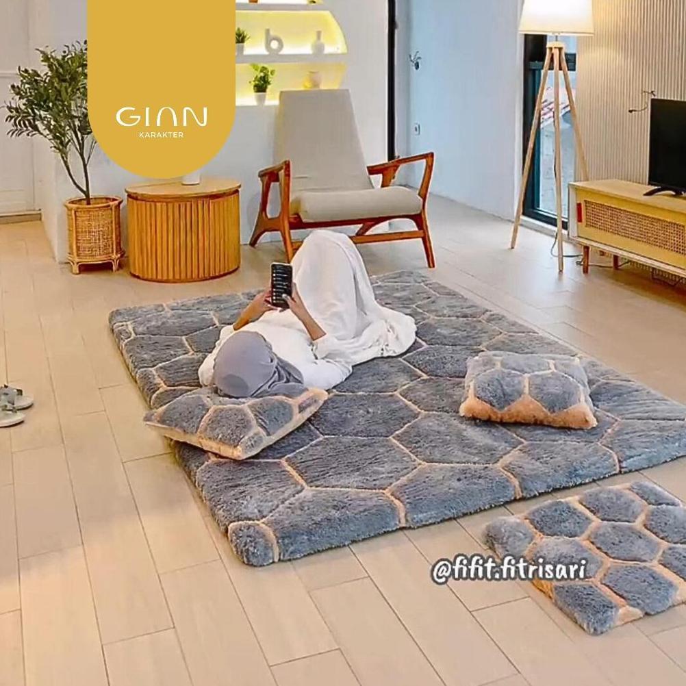 Surpet [kasur karpet] Bulu Empuk Motif Hexagon - Gian Karakter
