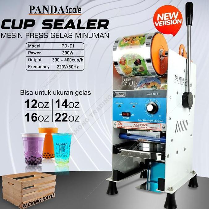 LOMARASHOP Mesin Cup Sealer Alat Press Gelas Plastik Pres Gelas Minuman + KAYU