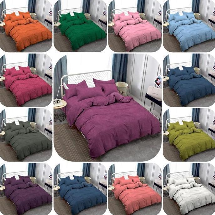 EVAHI Vallery Bedcover Quency Set T30 King 180x200x30 cm Polos Emboss Bahan Lidah Buaya Sprei Jacgua