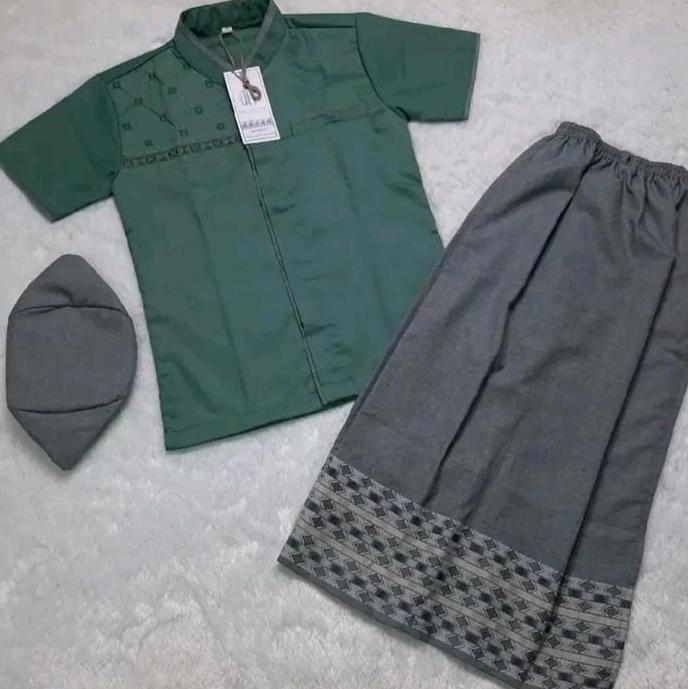 Setelan sarkoci Ibnu Muslim// setelan lengan pendek Baju Motif Anak