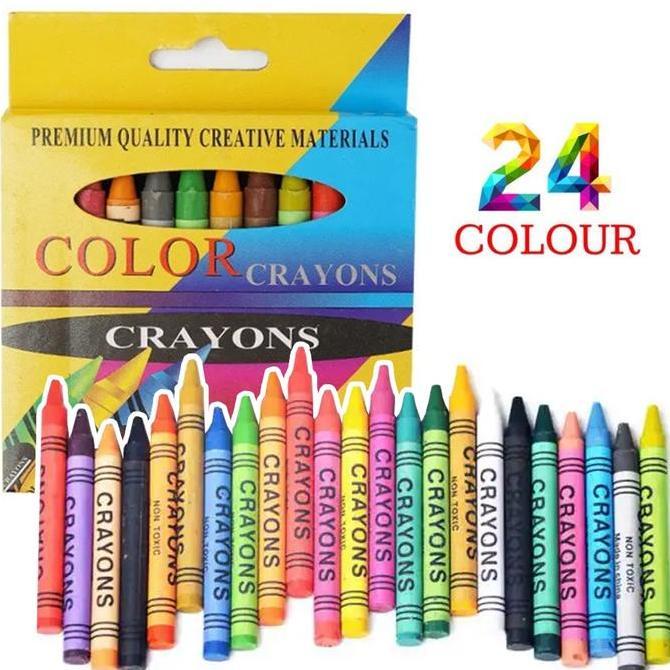 YUKAAME Pensil Crayon Crayons Krayon  Pewarna Non Toxic Kecil Pocket Coloring 1 Set isi 24 Warna Ala