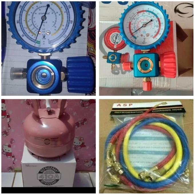 Paket Isi Freon R410 2.8Kg Segel Tabung Kecil Manifold Sightglass R410