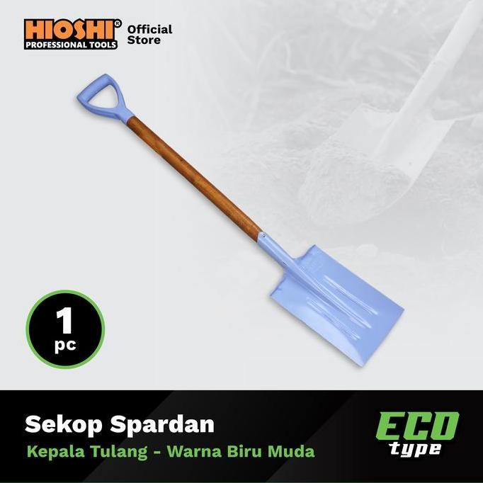 HIOSHI /HST002C/Sekop/SPARDAN/Pasir/Tanah/Baja/Gagang Kayu/Biru Muda - Eco