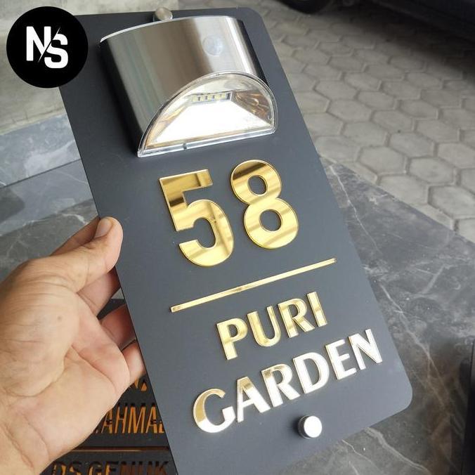 nomor rumah dengan lampu Led panel surya Bergaransi
