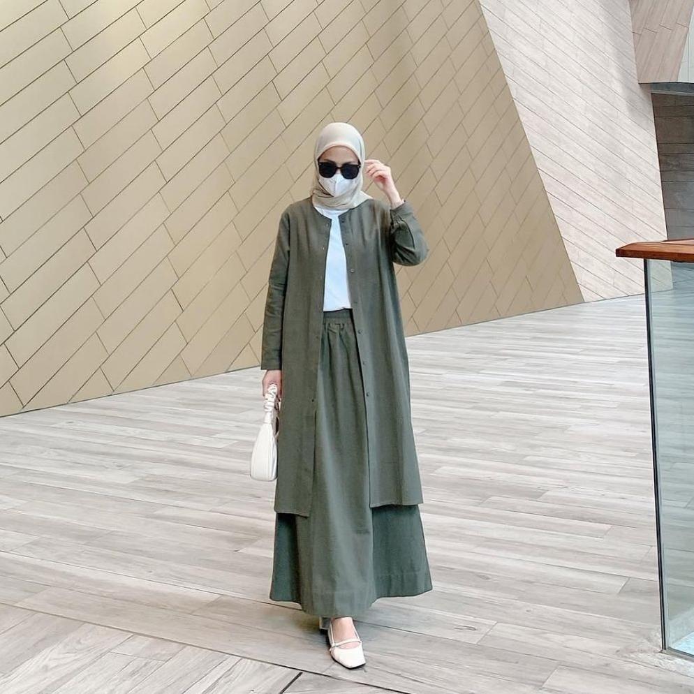 VALUE PACK NADA SET ROK BAHAN LINEN RAMI PREMIUM BY KYOMI-ONE SET ROK TUNIK SYARI MUSLIMAH TERBARU 2