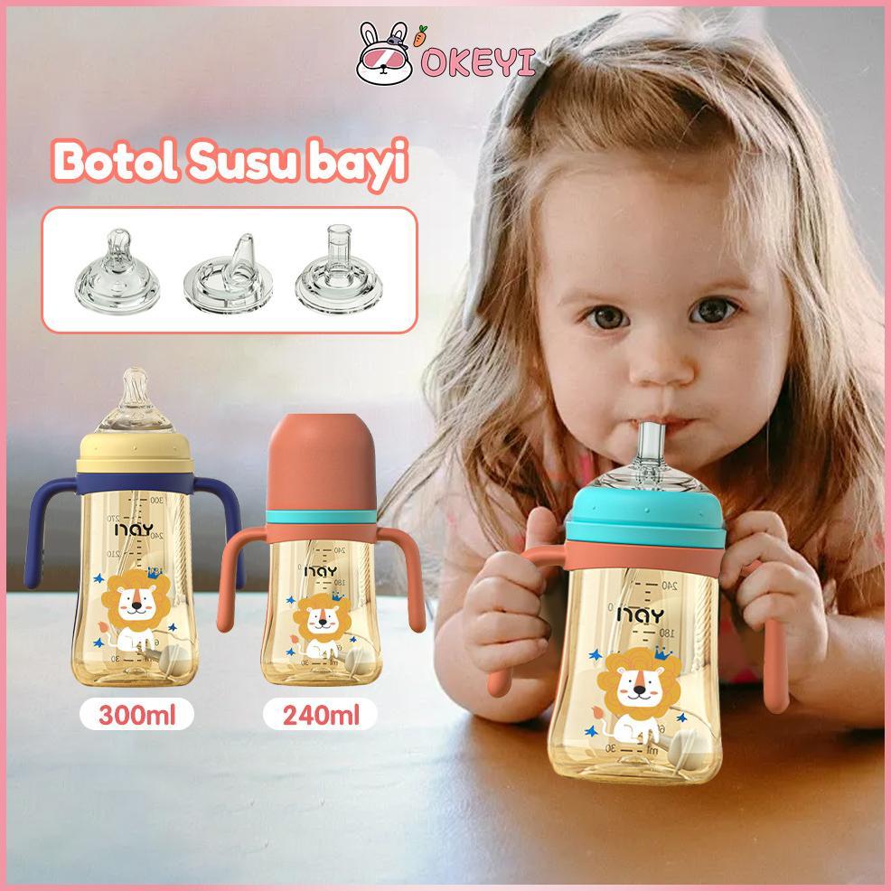 OKEYI Botol Susu Bayi 1 Cangkir 3 Dot Gelas Anak Anti Tumpah Botol Kartun Lucu Botol Minum Anak Bayi