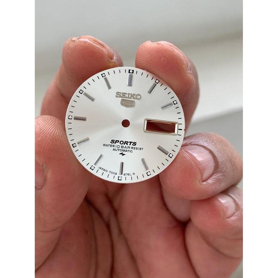 Plat dial jam tangan seiko silver 28,5mm 7009 7s26 7s36 dial jam seiko 5 sport murah