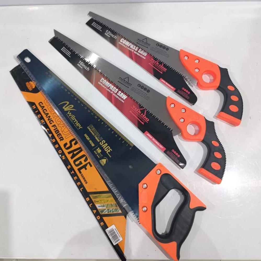 FREE ONGKIR PAKET TUKANG MURAH - GERGAJI KAYU BAJA ASLI SIAP PAKAI- PALU KAMBING GAGANG BESI , METER