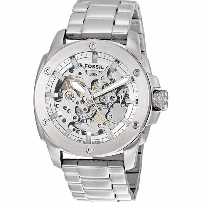 Jam Tangan Pria Fossil Otomatis Transparan Fossil Skeleton