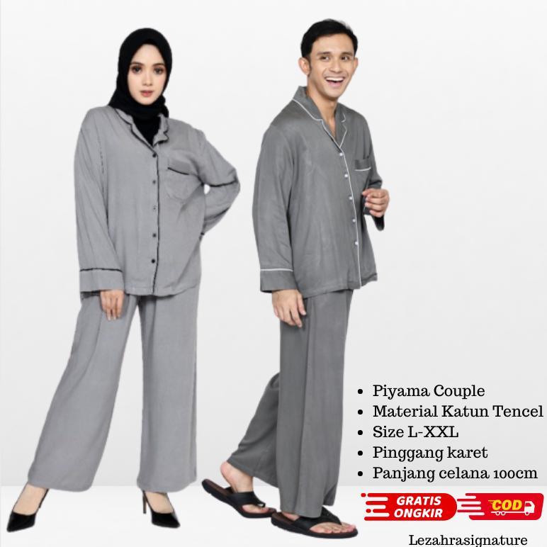 Hot Deals Setelan Baju Tidur Piyama Couple Pasangan Bunda Ayah Fit L- Xxl Lezahrasignature Piama Len