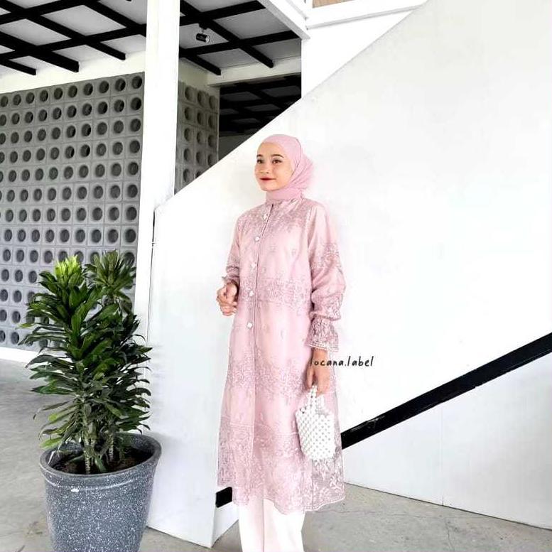 GARANSI Aluna Tunik Tulle Brukat Sapto Muslim Wanita Kondangan Lamaran Terbaru