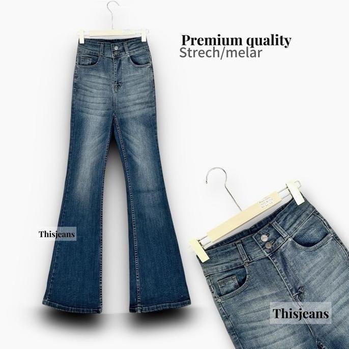 DB262 - import Celana Jeans Wanita This Jeans Stay Basic Highwaist Cutbray Aix Kancing 2 - Stretch P